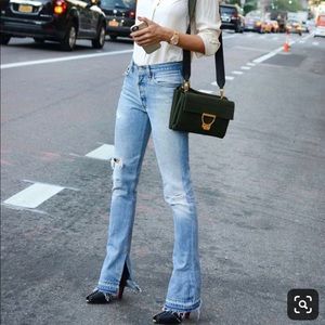 NWT ZARA Straight Leg Slit Flare Jeans